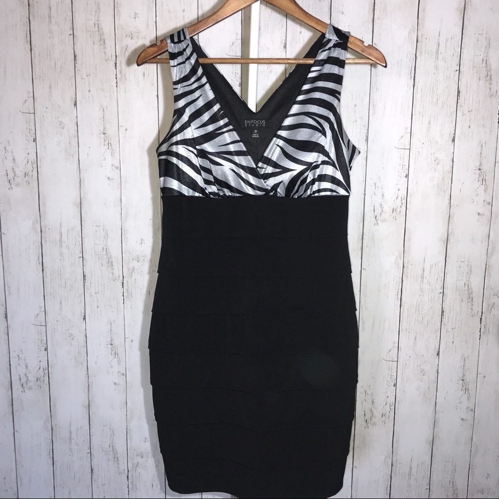 En Focus Studio Dress with Silver Animal Print
